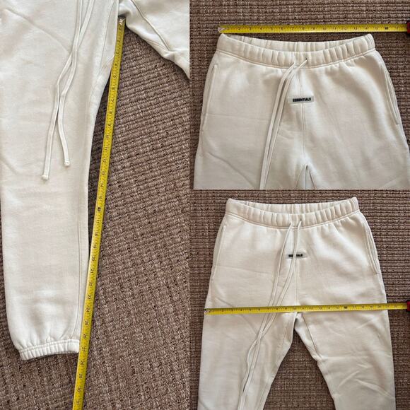 Fear of God Essentials Cream Sweatpants Small | Minimal Logo Fleece Joggers - Picture 6 of 6